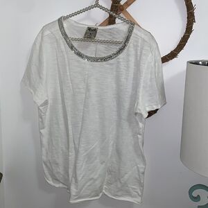 Vocal 2xl white tshirt with bling neck